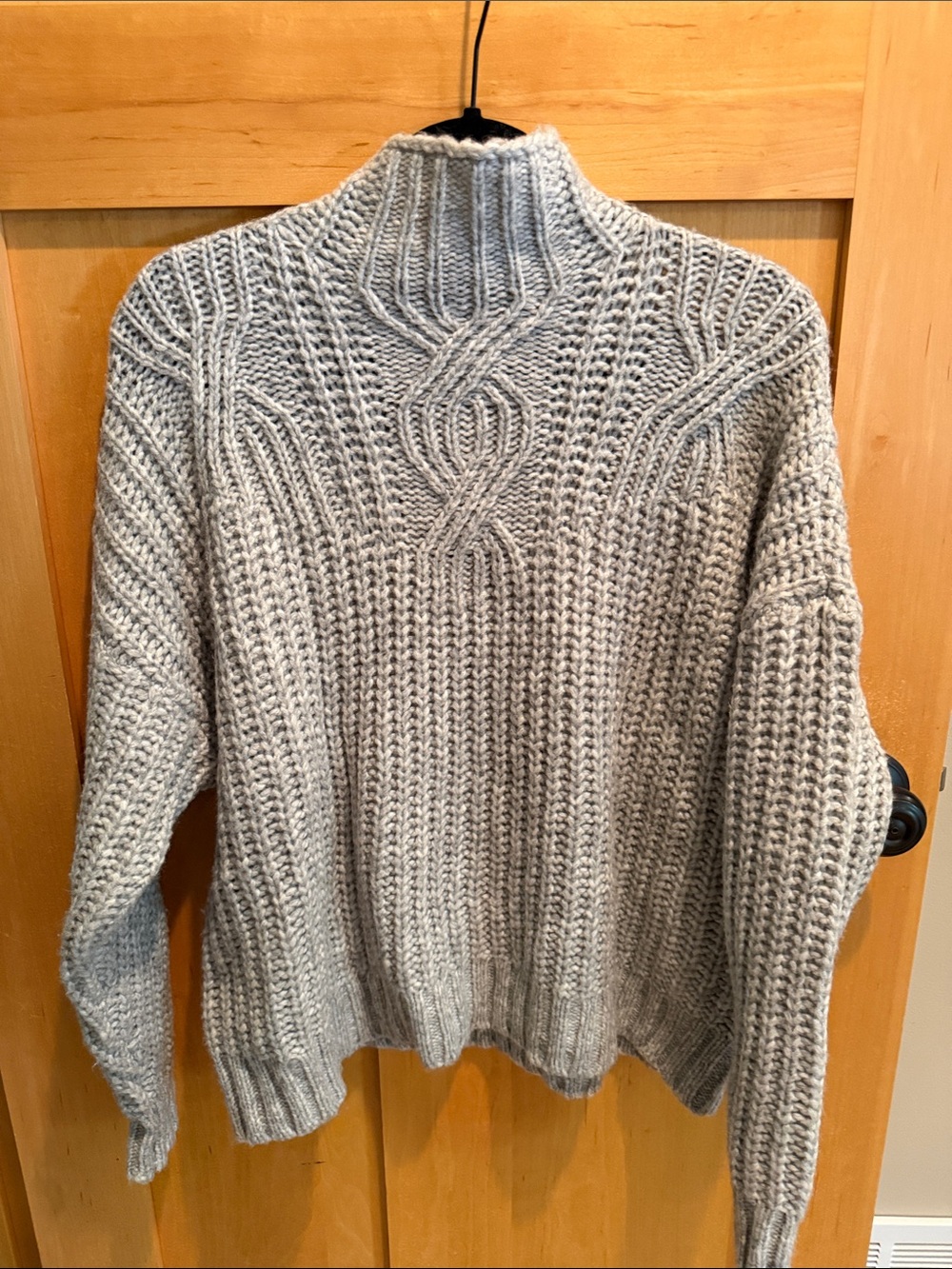 aerie Chunky Cable Knit Turtleneck Sweater - Gray
